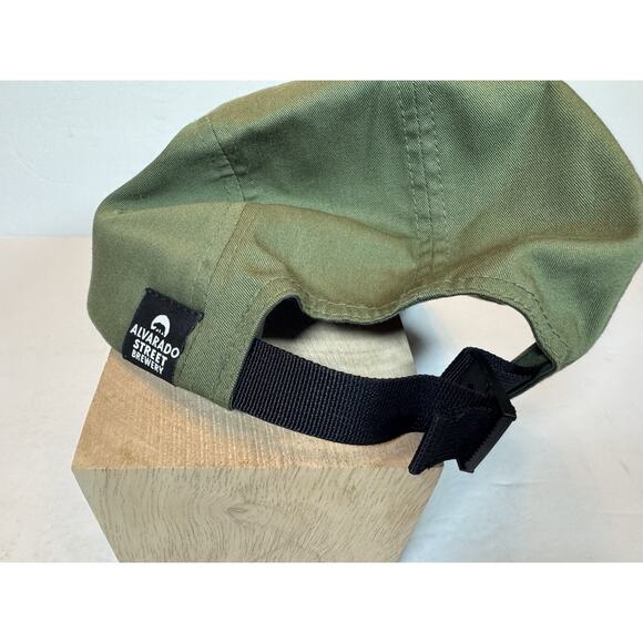 Alvarado Street Brewery Baseball Cap Army Cal Olive Green Leather Bear Logo - Picture 6 of 12